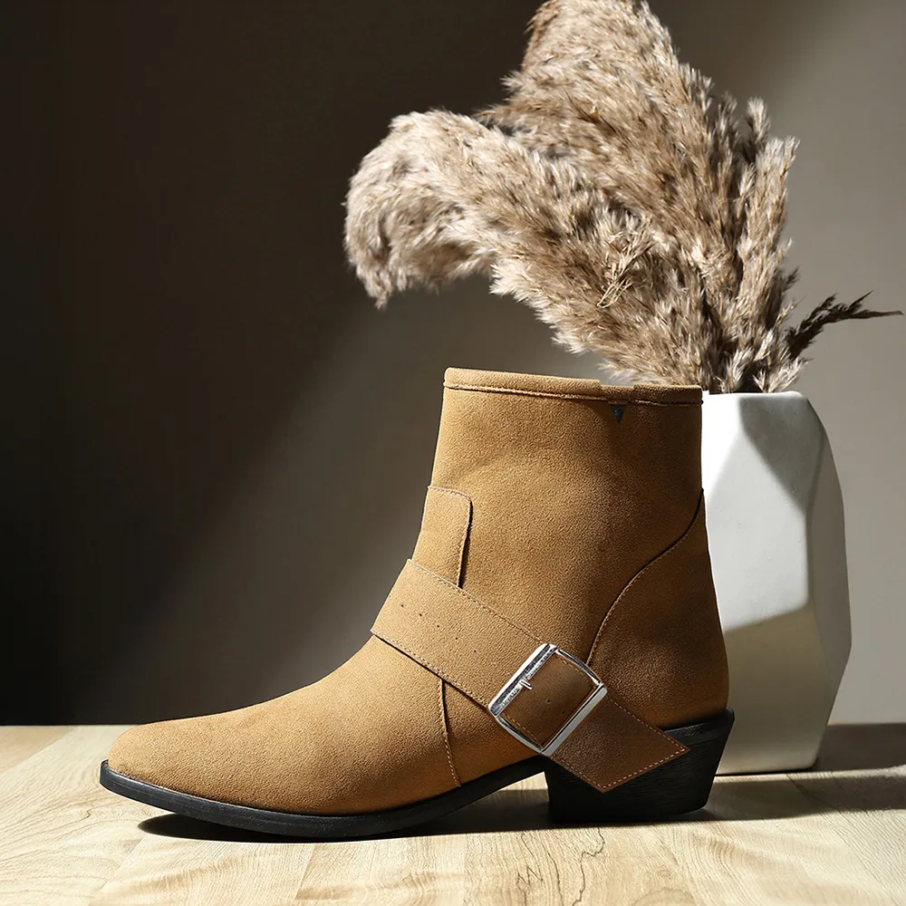 Chelsea Side buckle Faux Suede Ankle Boots for Women