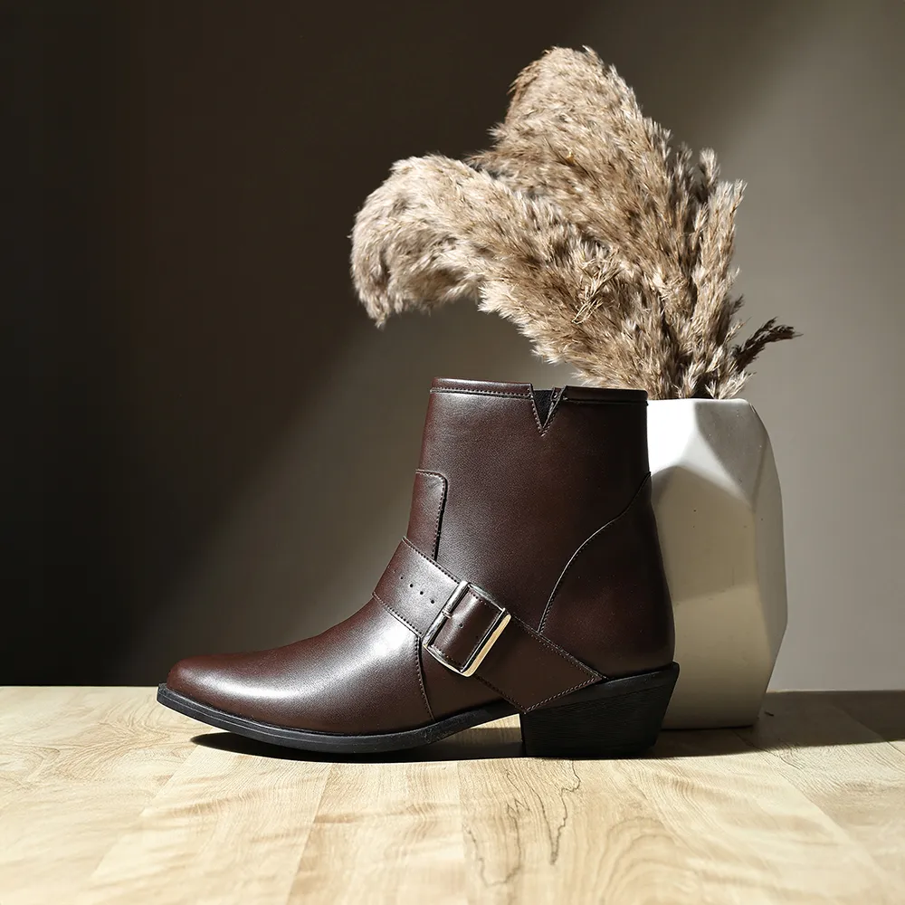 Chelsea Side buckle Faux Suede Ankle Boots for Women - Image 8